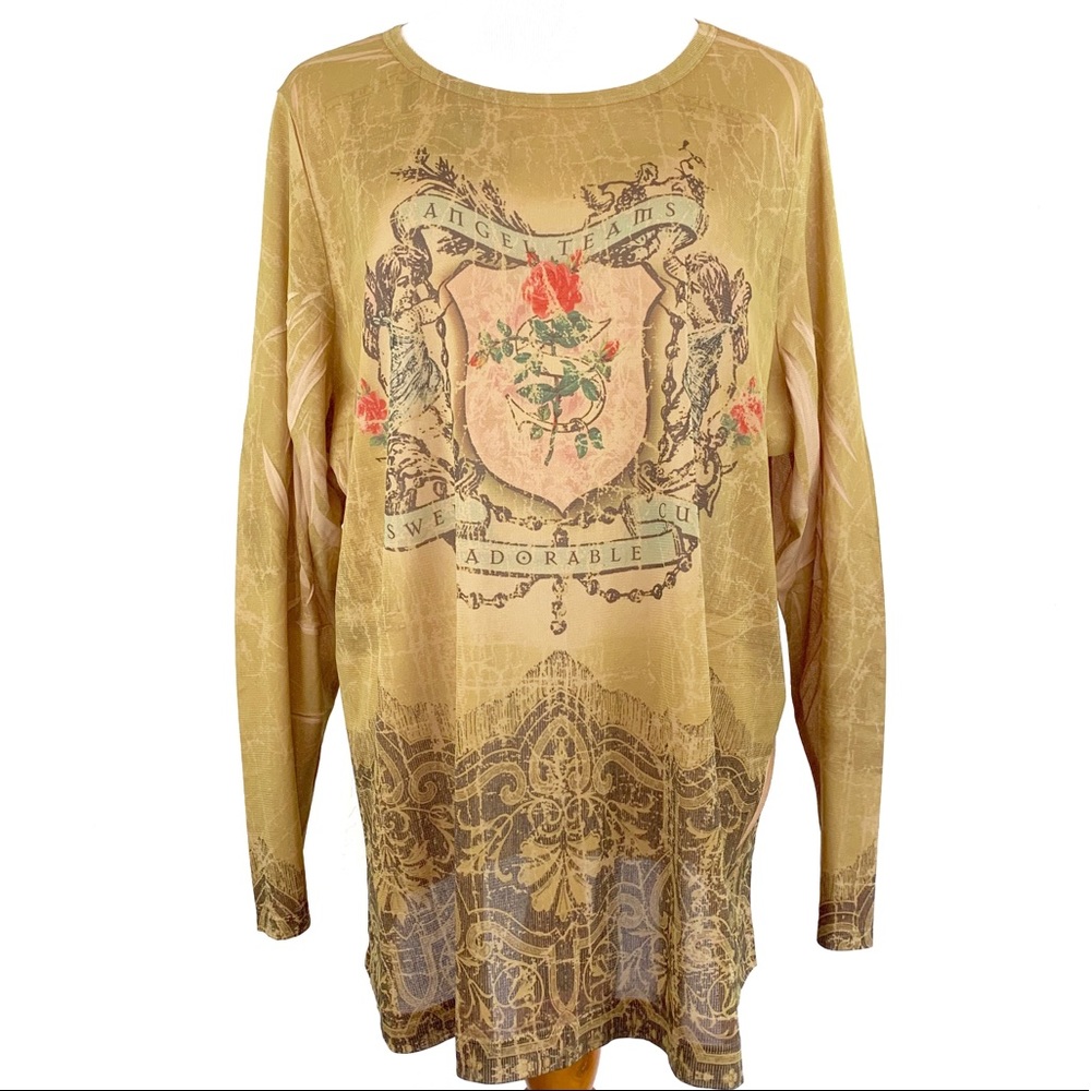 Venezia Womens Graphic Long Sleeve Shirt Sz 22/24